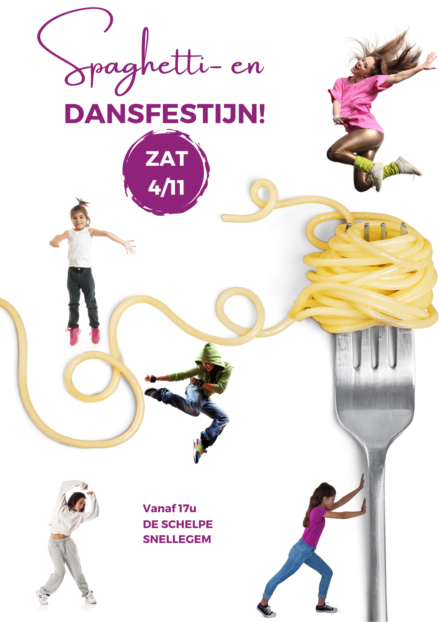 Flyer spaghetti en dansfestijn 2023